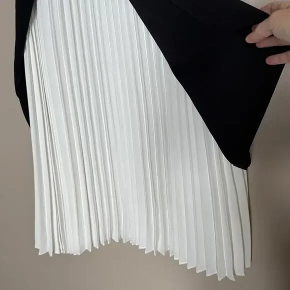 Commence Two Tone Pleated Long Skirt~Black/White~NEW w/Tags~Large - Picture 5 of 14